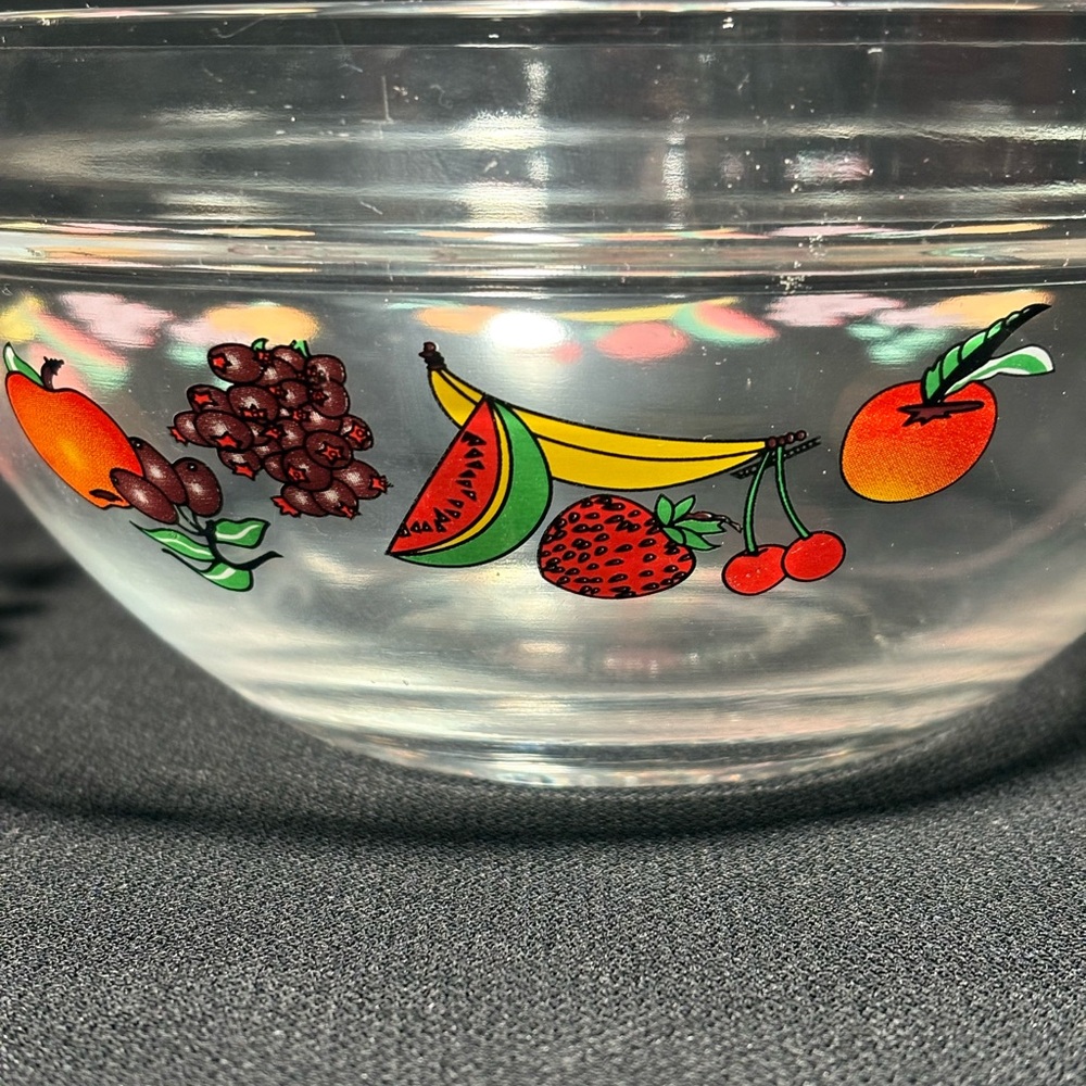 Fruit-Themed Clear Glass Bowl